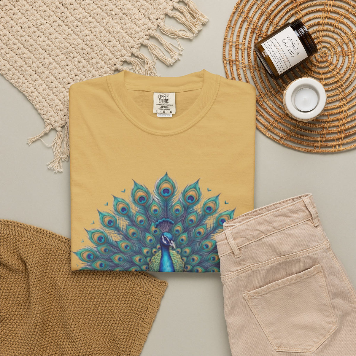 "Hippy Peacock" Unisex Garment-Dyed Tee