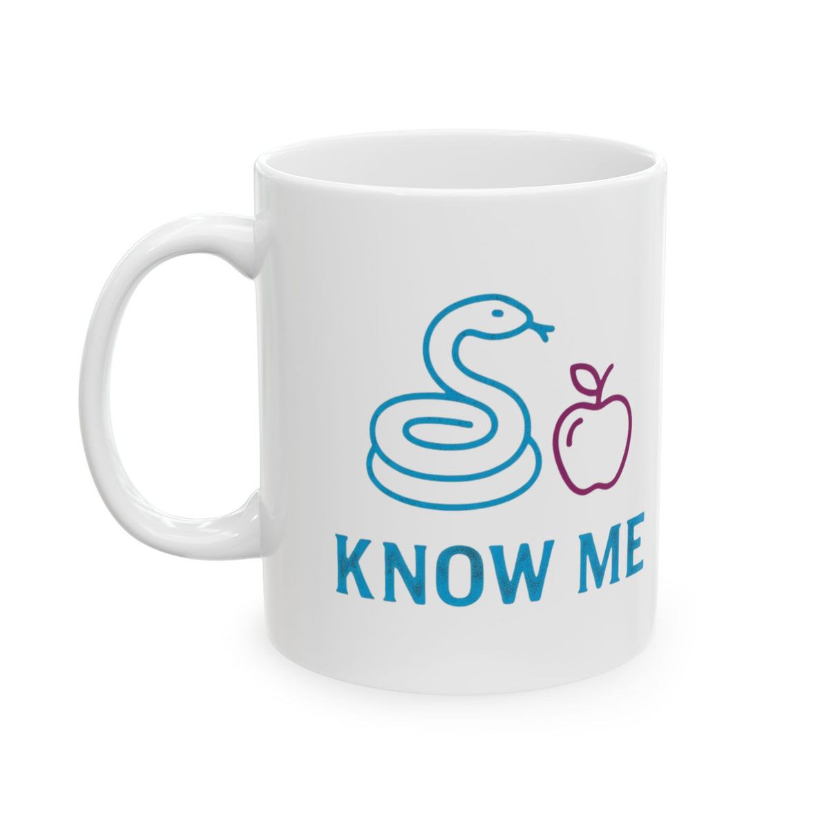 "Good Book Series Know Me In The Biblical Sense" White Ceramic Mug — Graphic