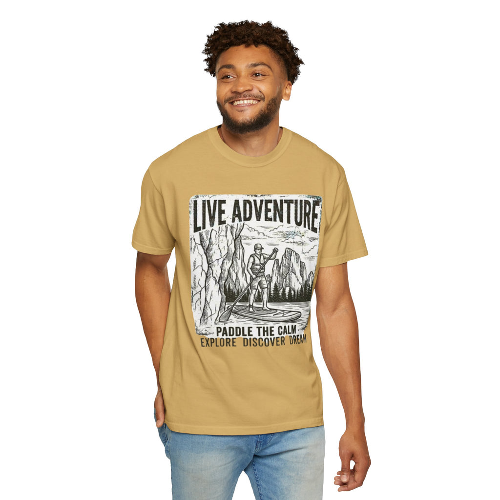 "Live Adventure - Paddle Board" Unisex Garment-Dyed Tee