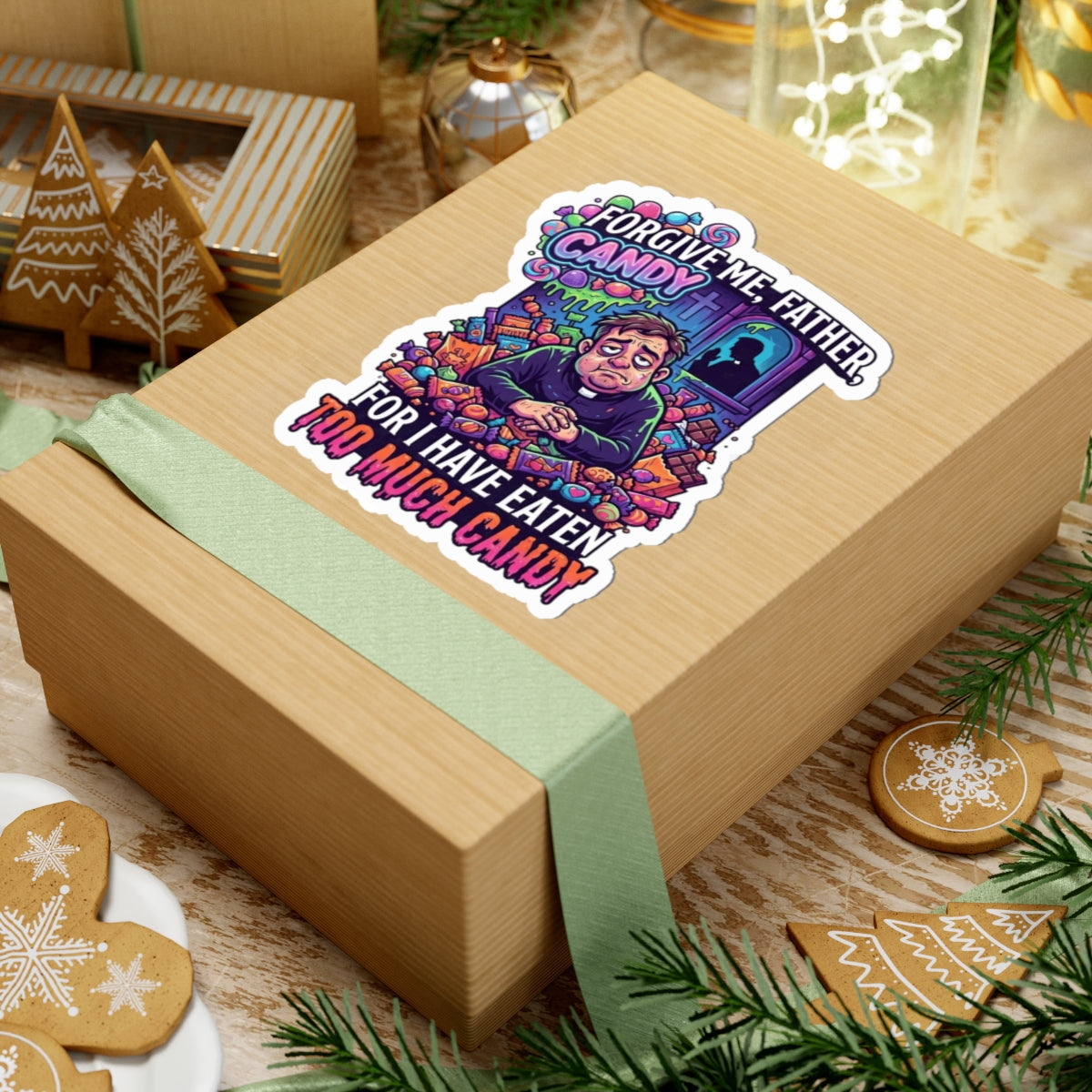 "Forgive Me Father Too Much Candy" Sticker — Main