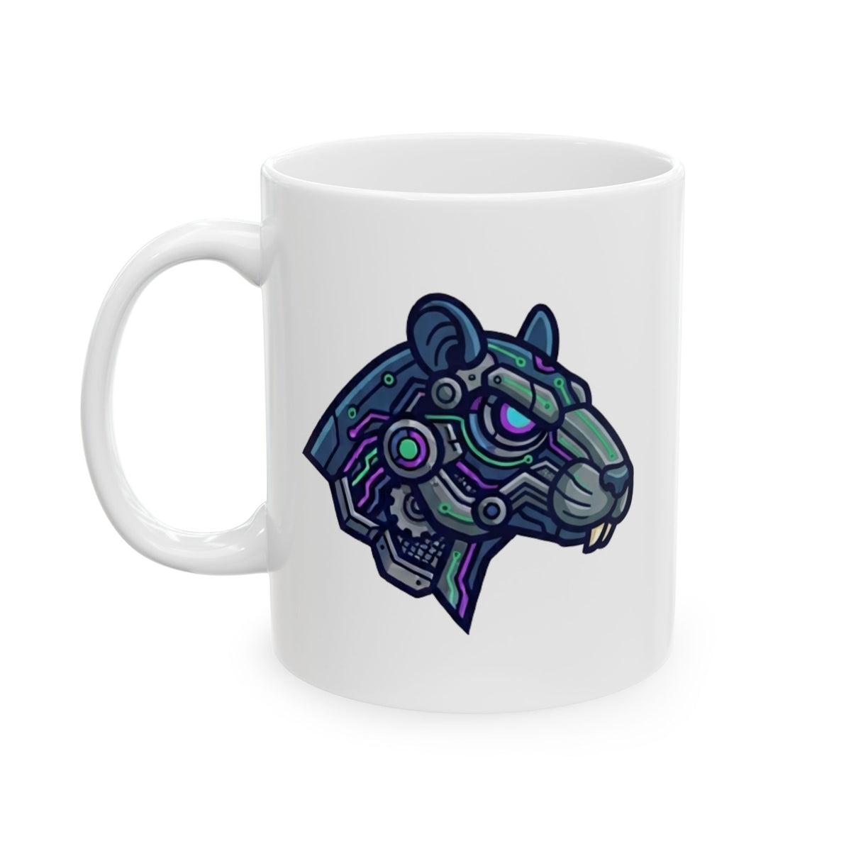 "Cyber Hamster" White Ceramic Mug — Graphic