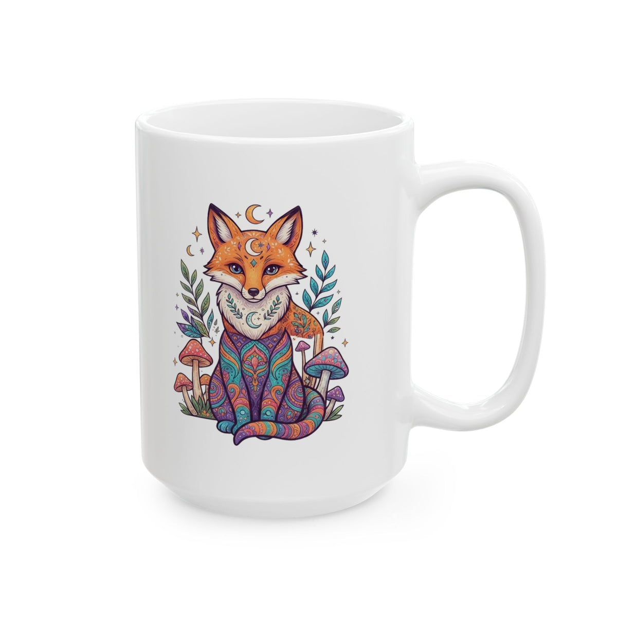 "Hippy Fox" White Ceramic Mug