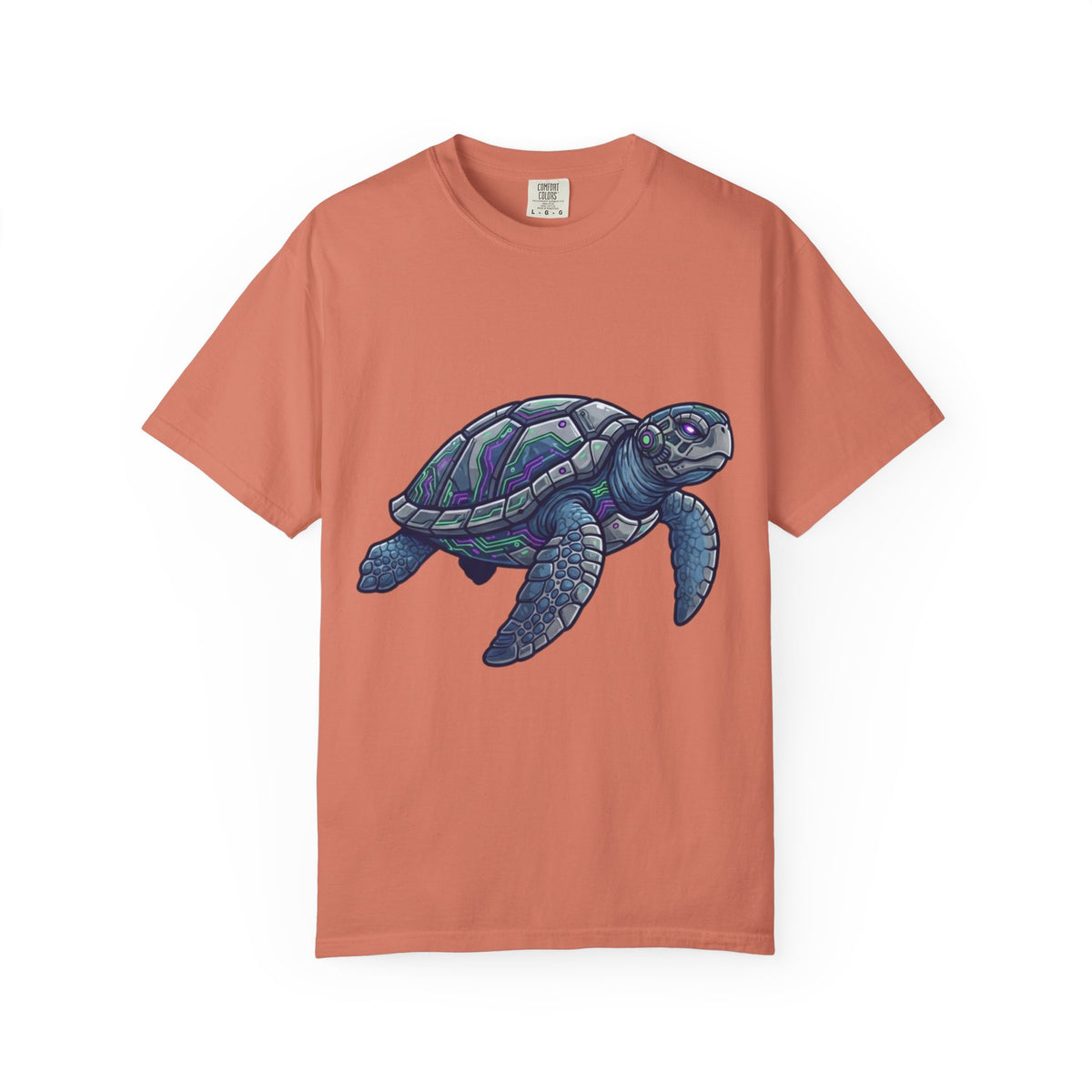 Color: Terracotta | Cyber Turtle Unisex Garment-Dyed Tee