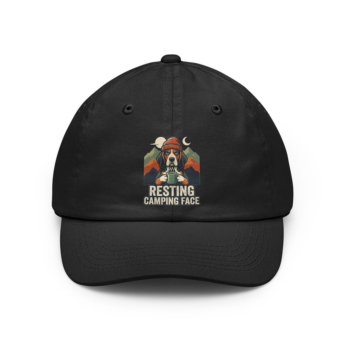 Color: Black | Resting Camping Face Dad Hat