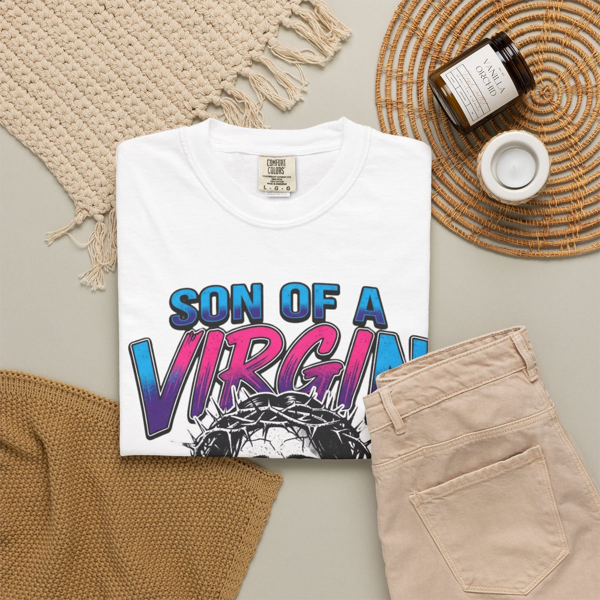 "Good Book Series - Son of A Virgin" Unisex Garment-Dyed Tee