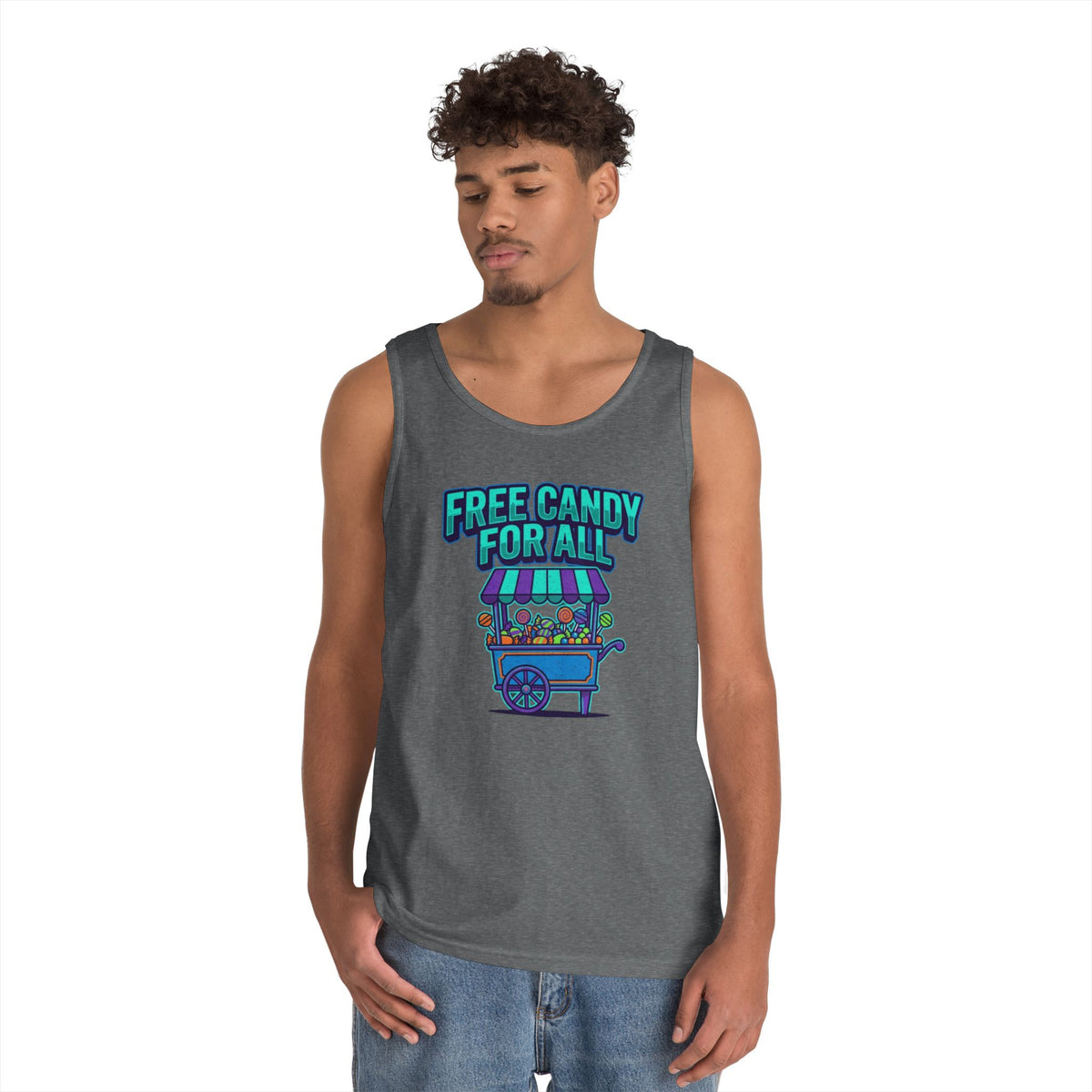 Color: Graphite Heather | Free Candy For All Tank Top