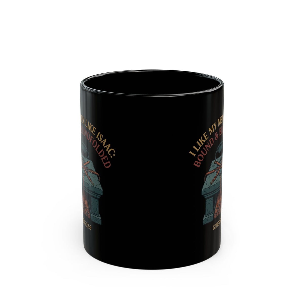 "Good Book Series Bound & Blindfolded" Black Ceramic Mug