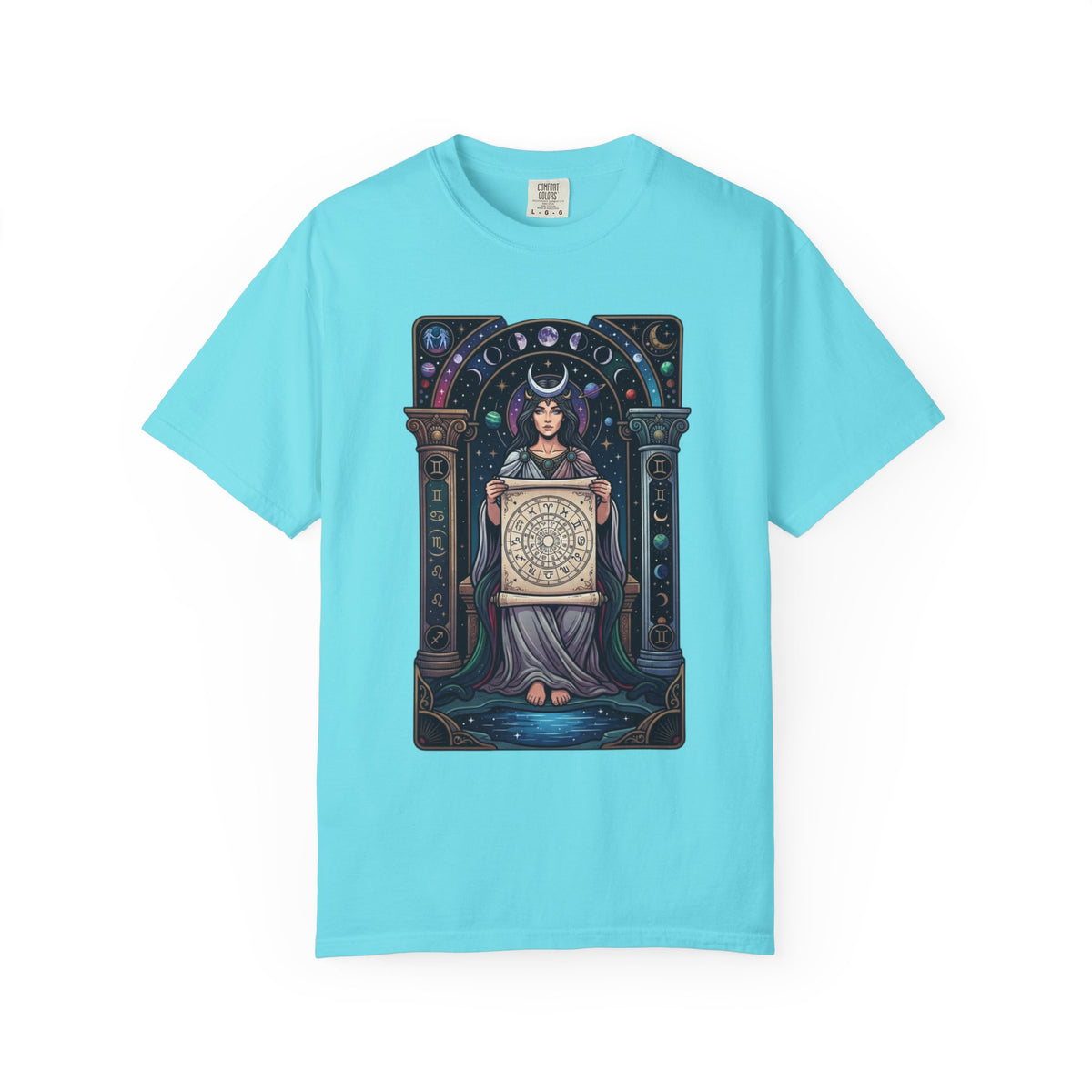 "The Cosmic Tarot (High Priestess)" Unisex Garment-Dyed Tee