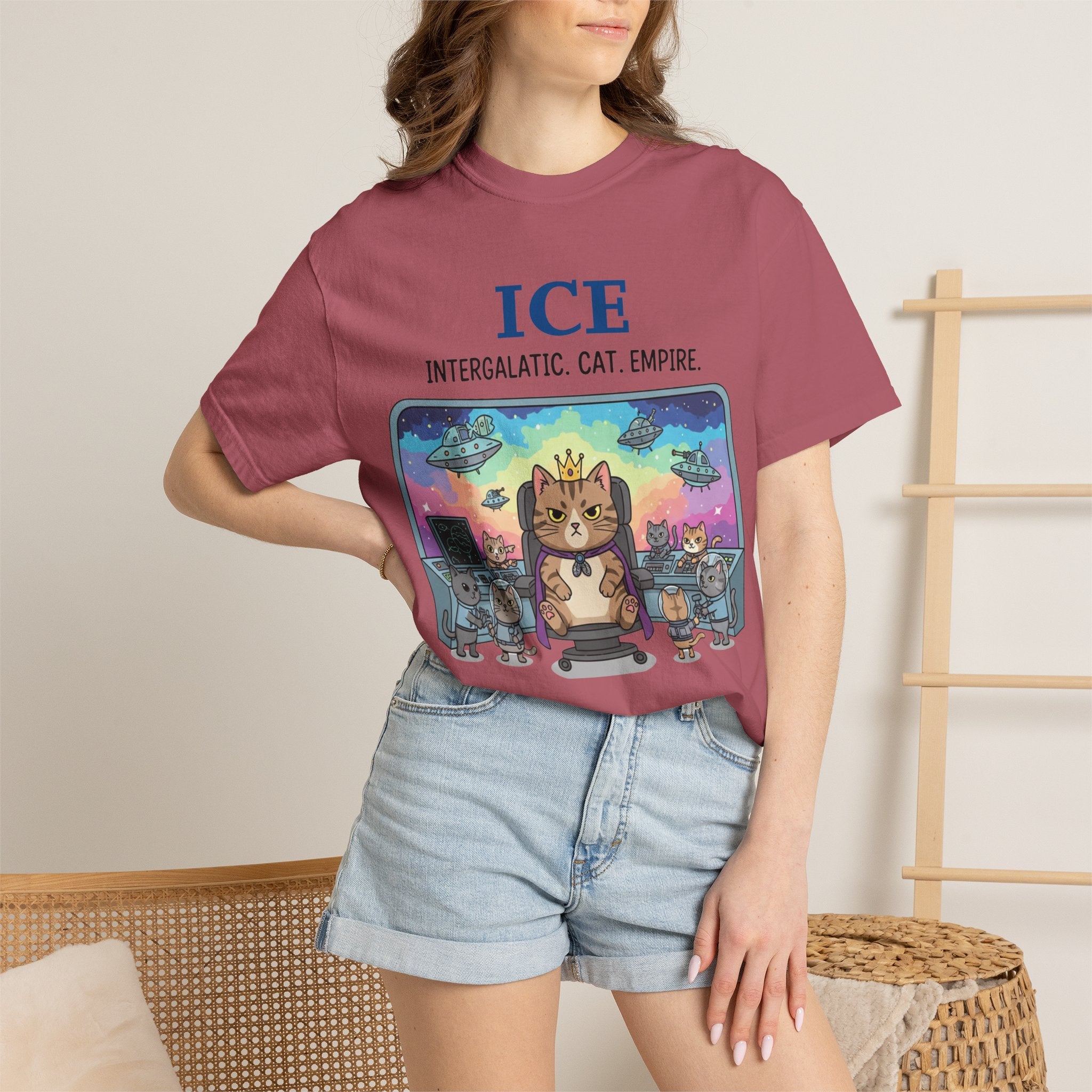 "ICE (Intergalactic Cat Empire)" Unisex Garment-Dyed T-shirt