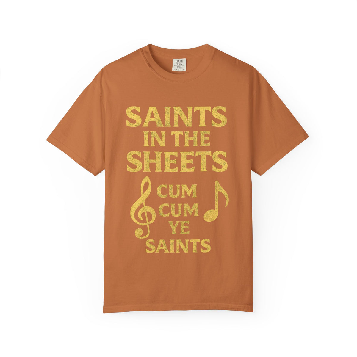 Color: Yam | Saints in the Sheets T-Shirt Unisex Garment-Dyed T-shirt