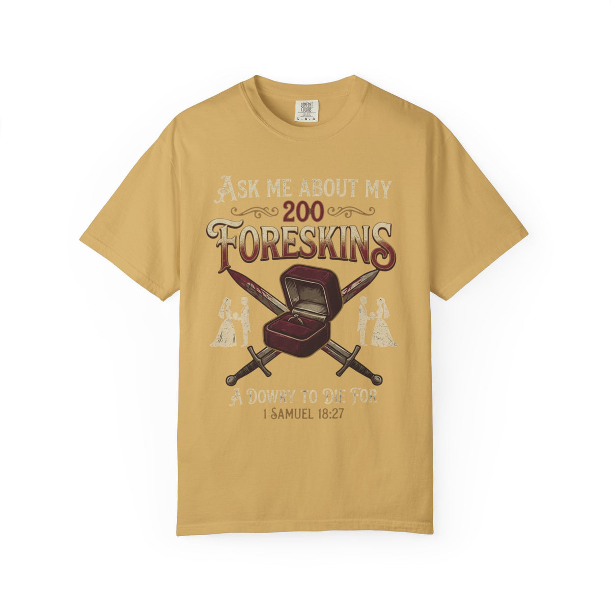 "Good Book Series 200 Foreskins" Unisex Garment-Dyed Tee