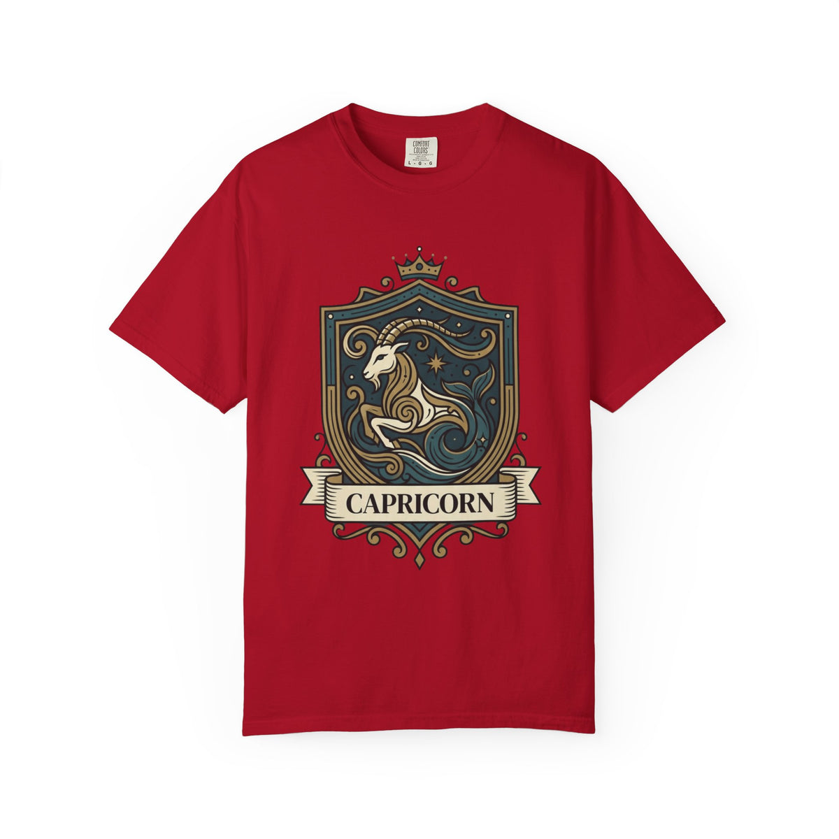 "Capricorn- The Sea-Goat Crest" Unisex Garment-Dyed Tee
