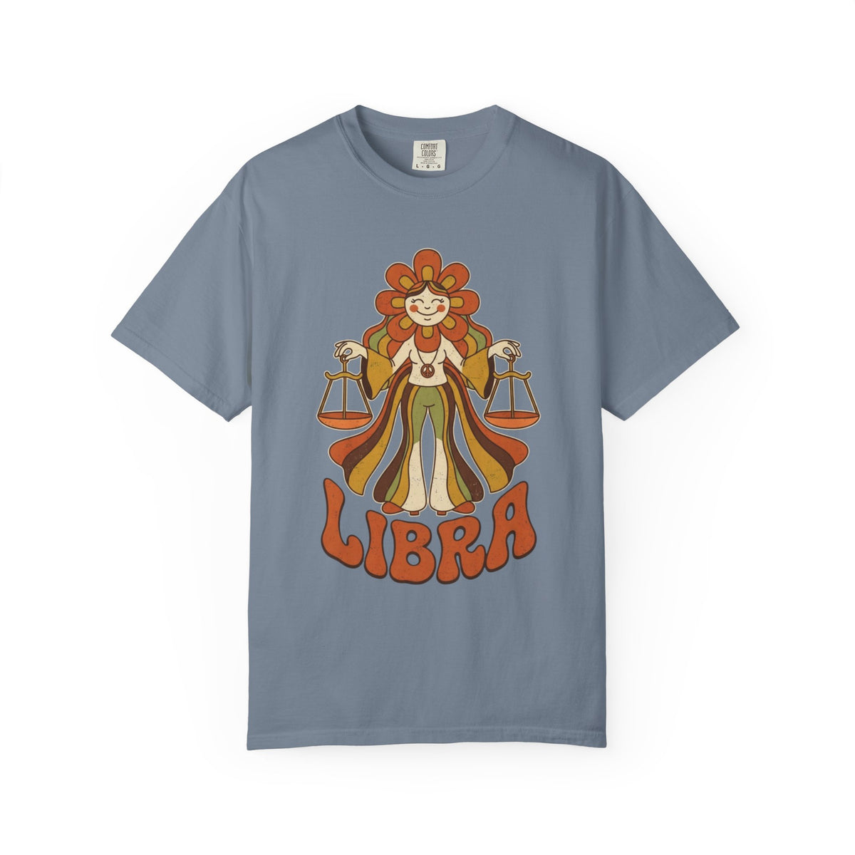 "Retro Mascot Groovy Libra" Unisex Garment-Dyed Tee