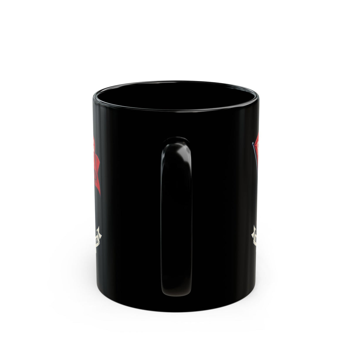 "Red Flag Parade" Black Ceramic Mug
