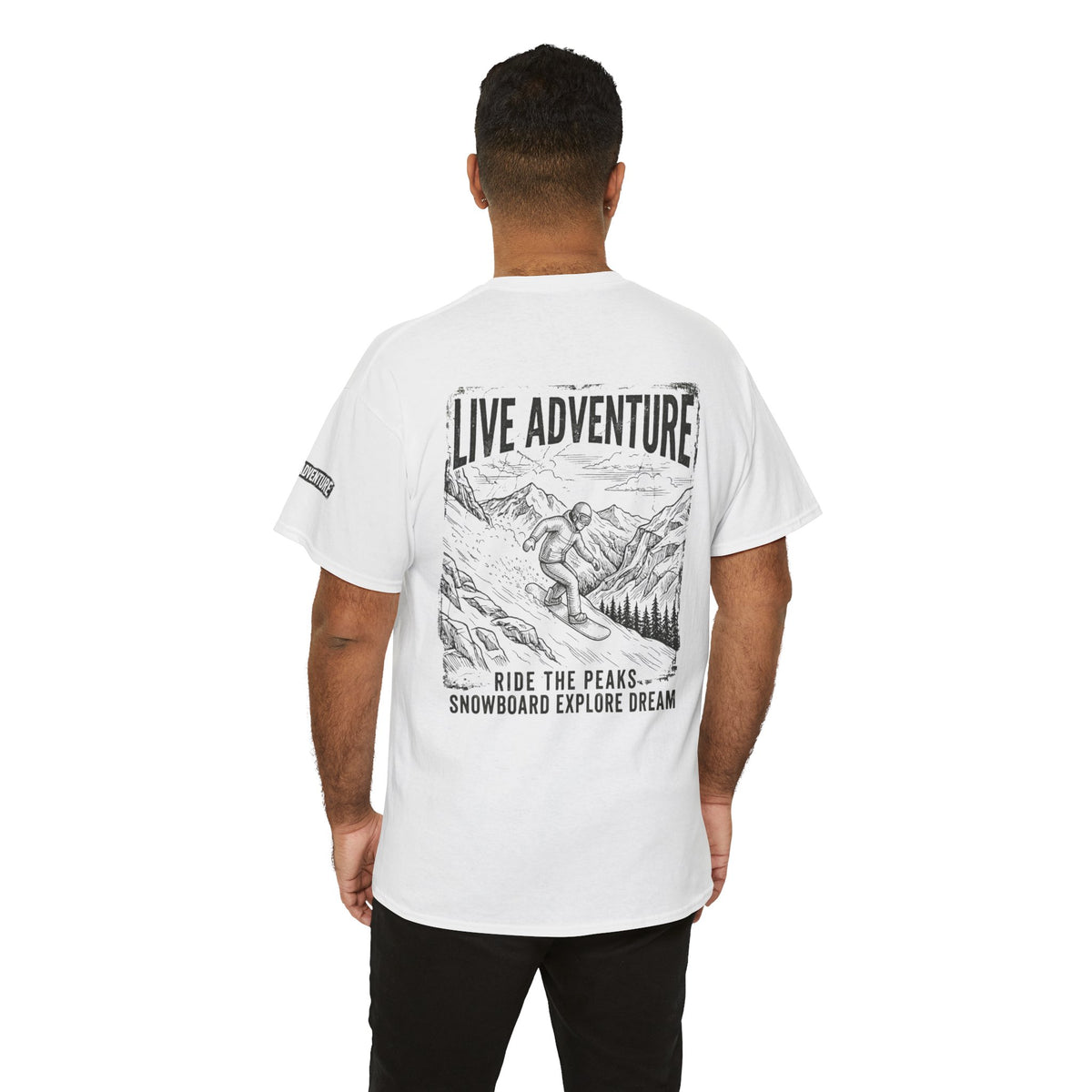 Color: White | Live Adventure - Snowboard Premium Graphic Tee