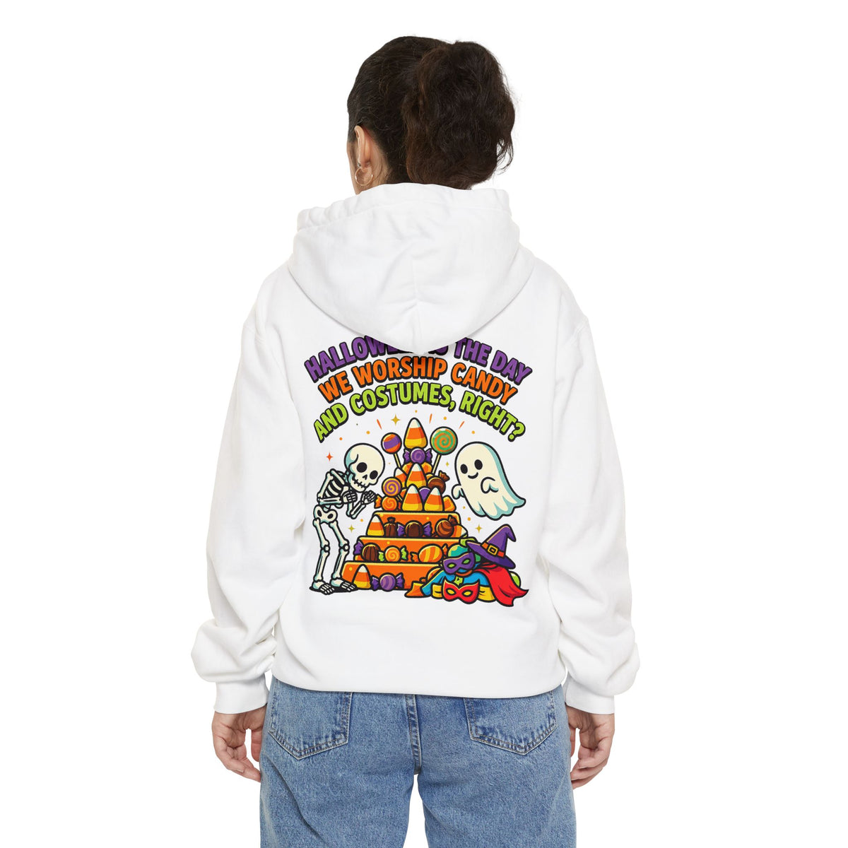 Color: White | Worship Candy Garment-Dyed Hoodie