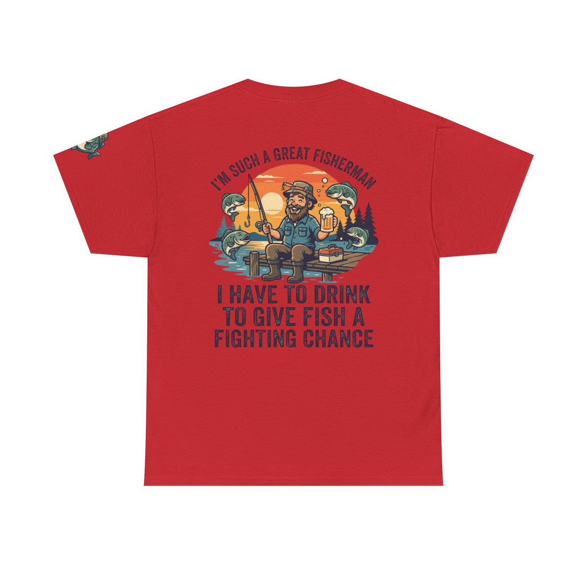 Color: Red | Drink to Give Fish a Fighting Chance Premium Graphic Tee
