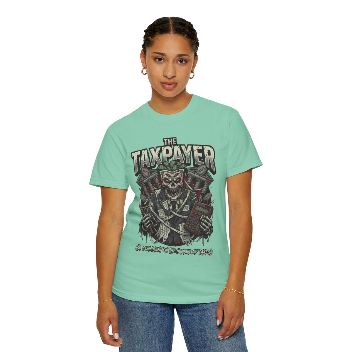 Color: Island Reef | Horror of Taxes Unisex Garment-Dyed Tee