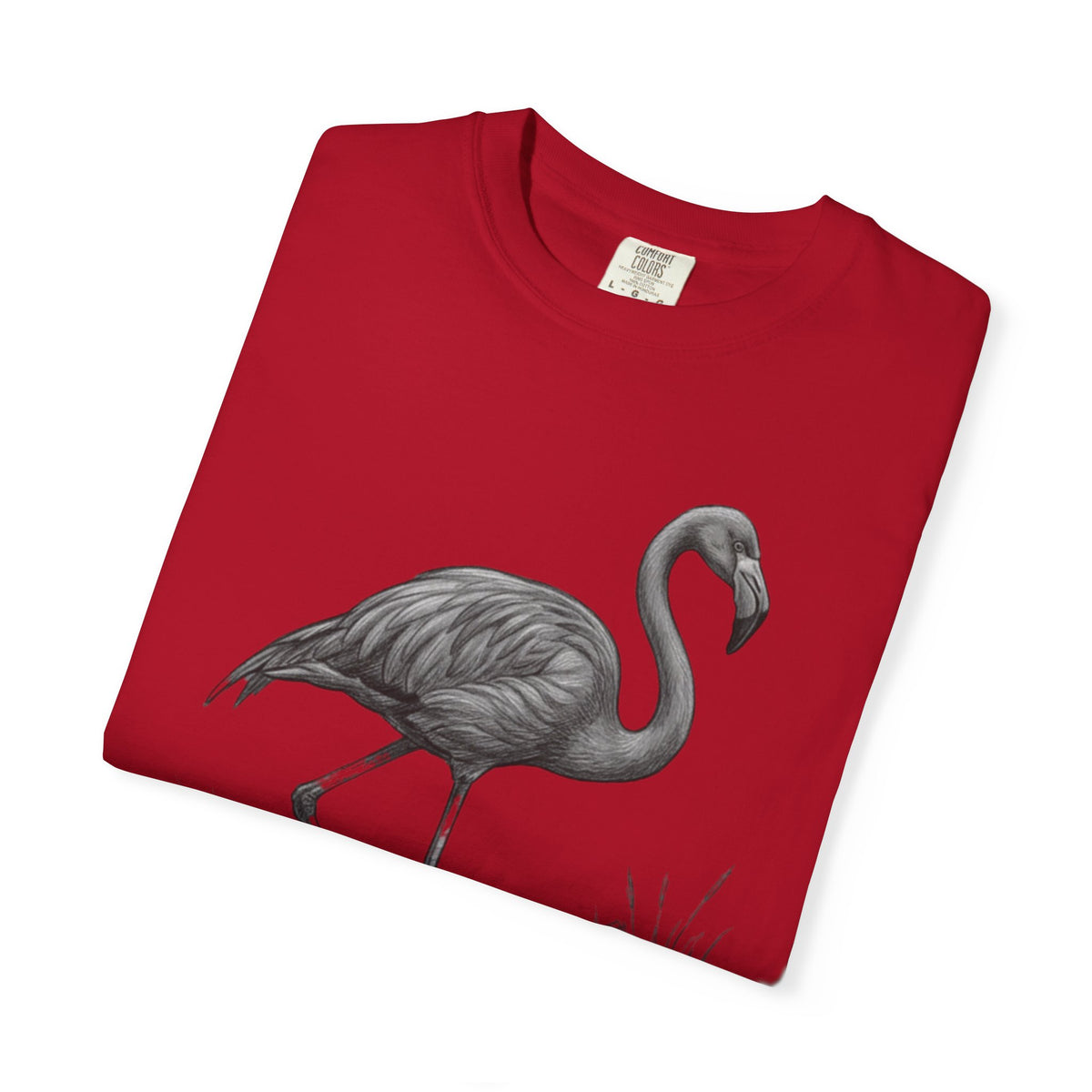 "Pencil Sketch Art Flamingo" Unisex Garment-Dyed Tee