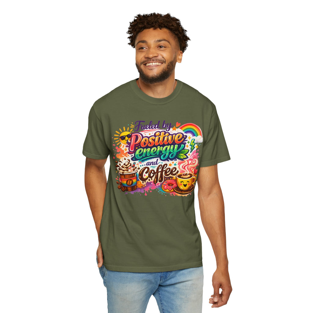 "The Caffeine-Induced Optimist" Unisex Garment-Dyed T-shirt