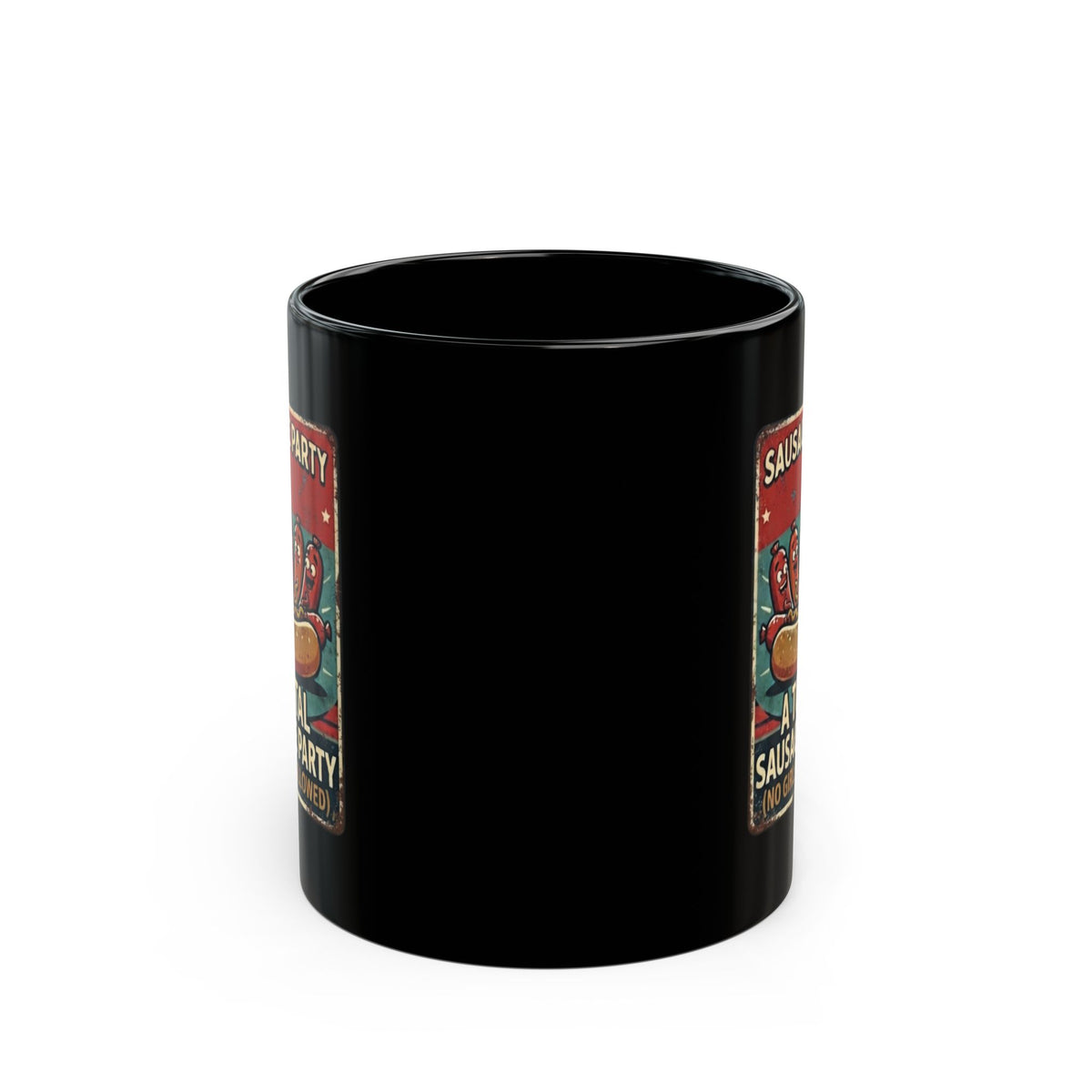 "Sausage Party" Black Ceramic Mug