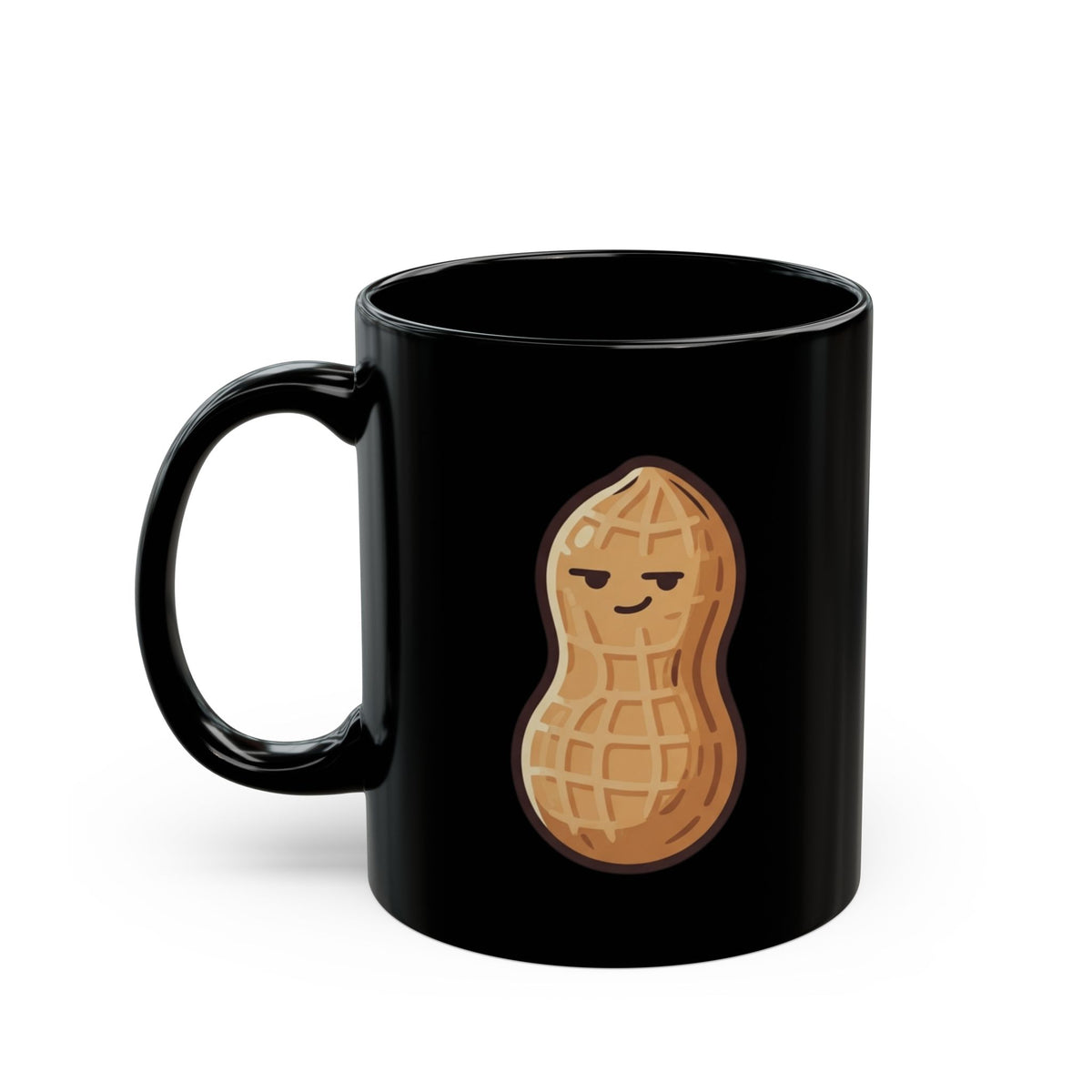 "Warning Contains Nuts" Black Ceramic Mug — Graphic