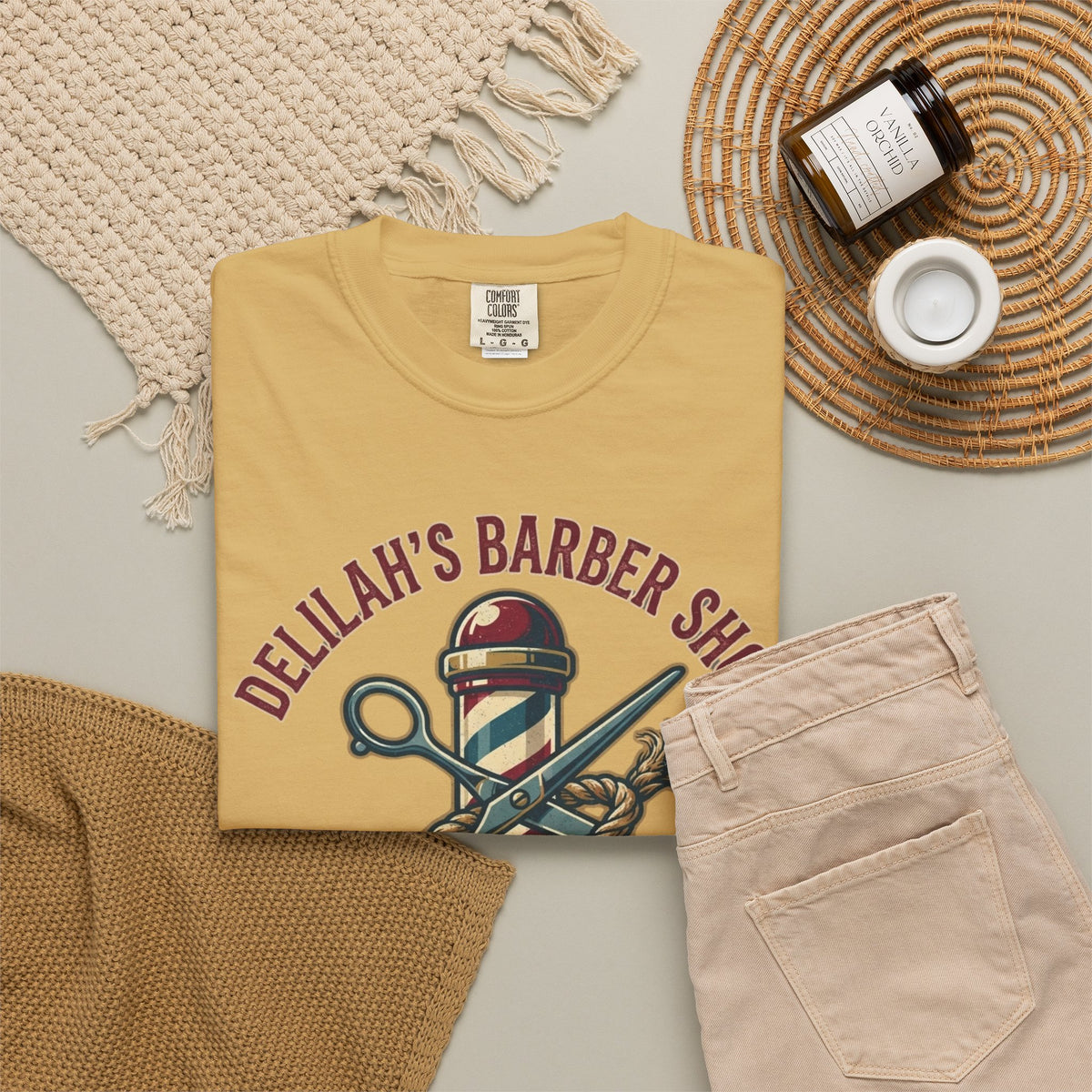 "Good Book Series Delilah's Barber Shop" Unisex Garment-Dyed Tee