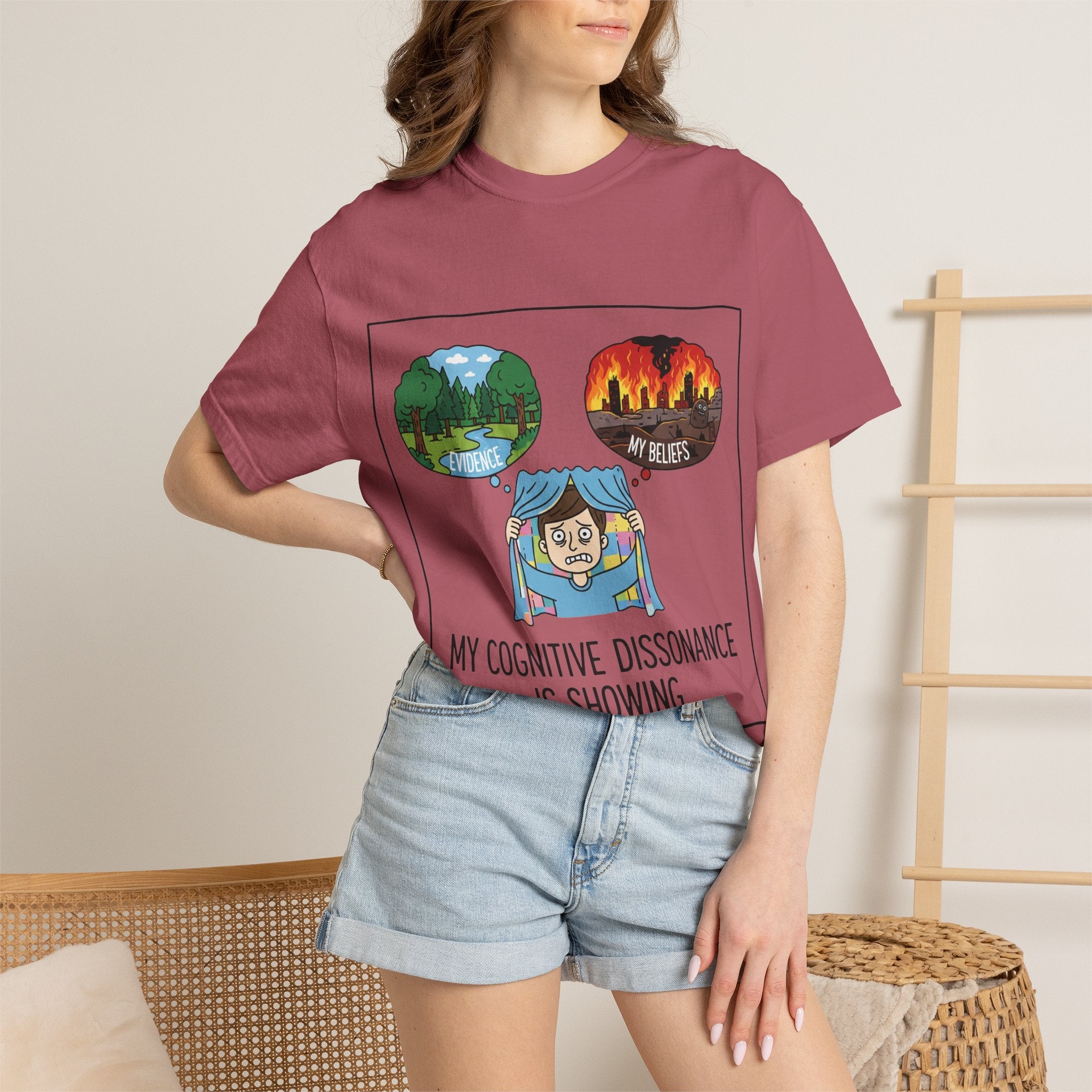 "My Cognitive Dissonance Is Showing" Unisex Garment-Dyed T-shirt