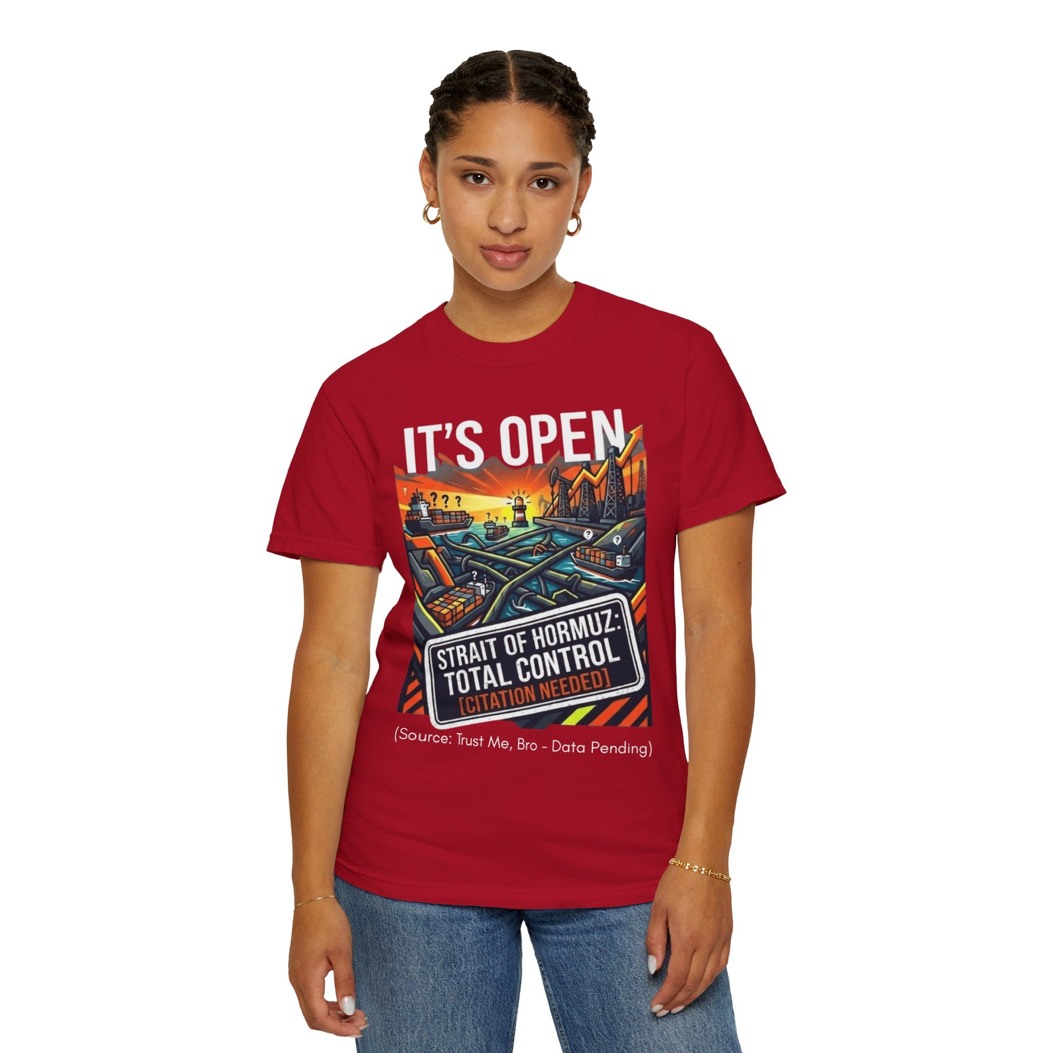 "Straight Of Hormuz is Open" Unisex Garment-Dyed Tee