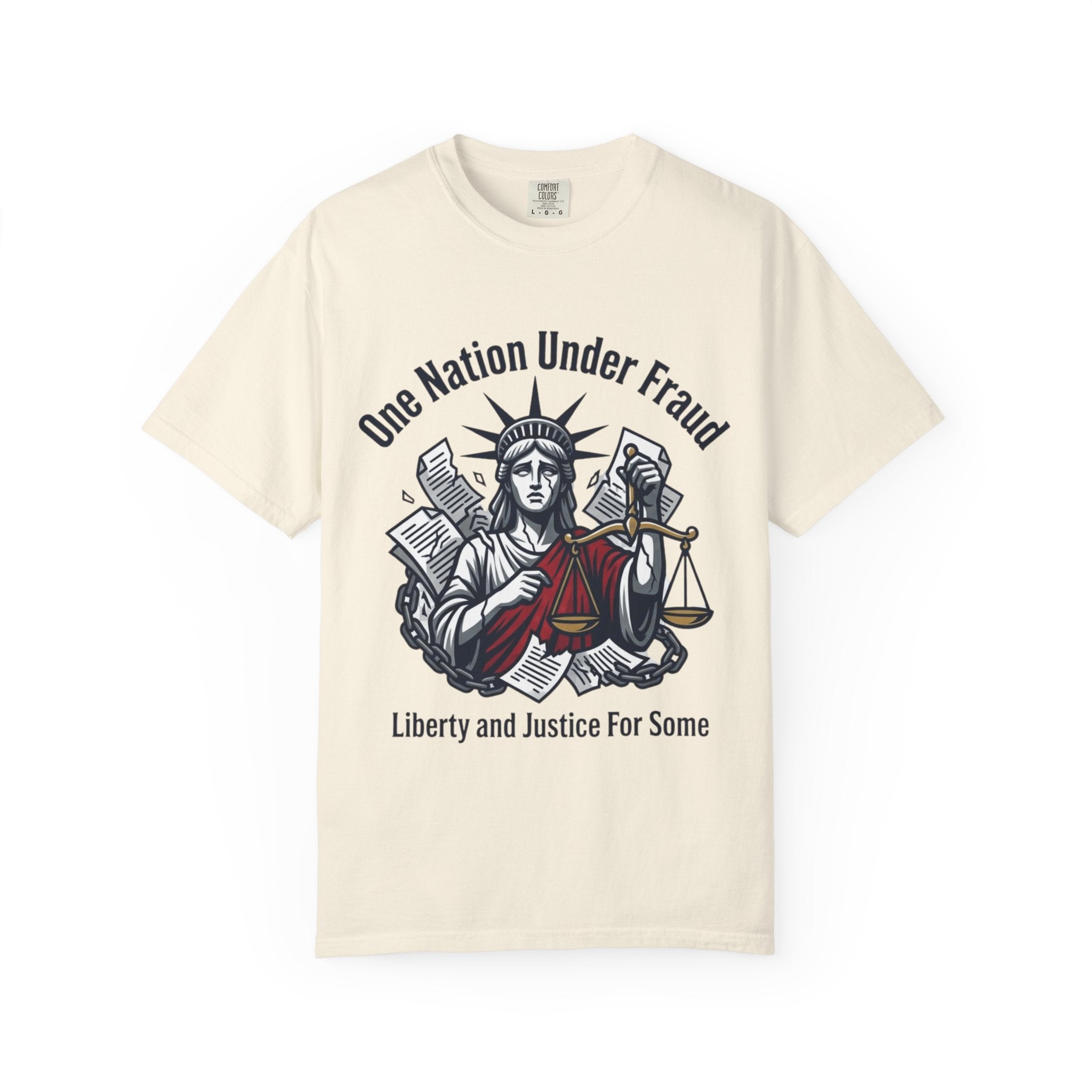 "One Nation Under Fraud" Unisex Garment-Dyed T-shirt