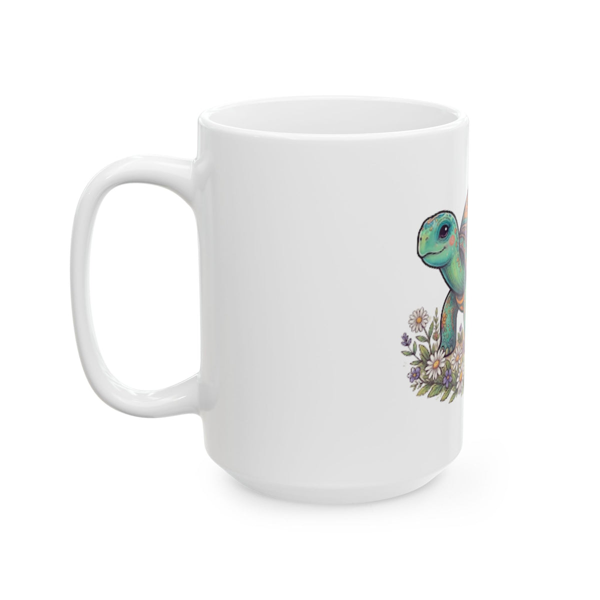 "Hippy Turtle" White Ceramic Mug