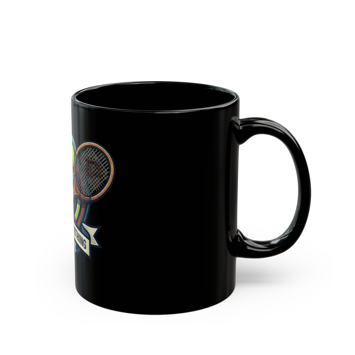"Love Means Nothing in Tennis" Black Ceramic Mug