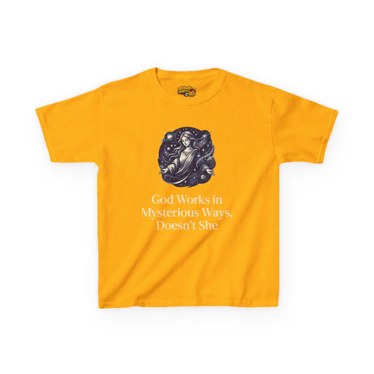 Color: Gold | God Works in Mysteroius Ways Kids Tee