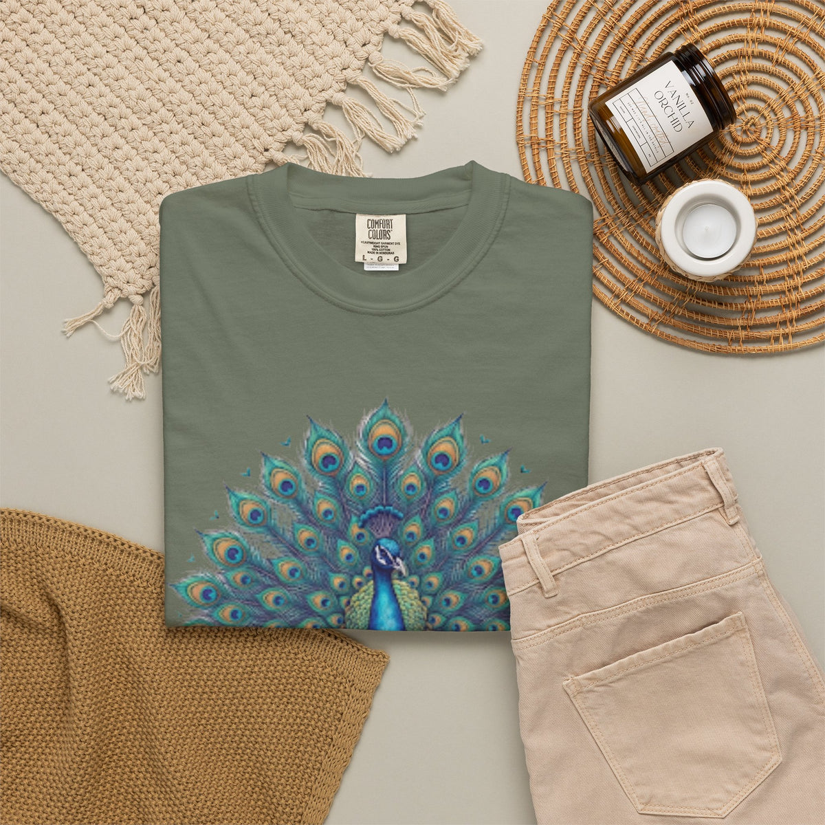 "Hippy Peacock" Unisex Garment-Dyed Tee
