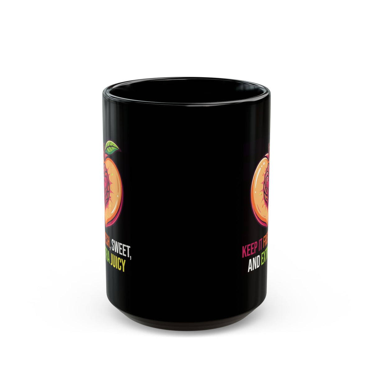 "Warm Sweet Juicy" Black Ceramic Mug