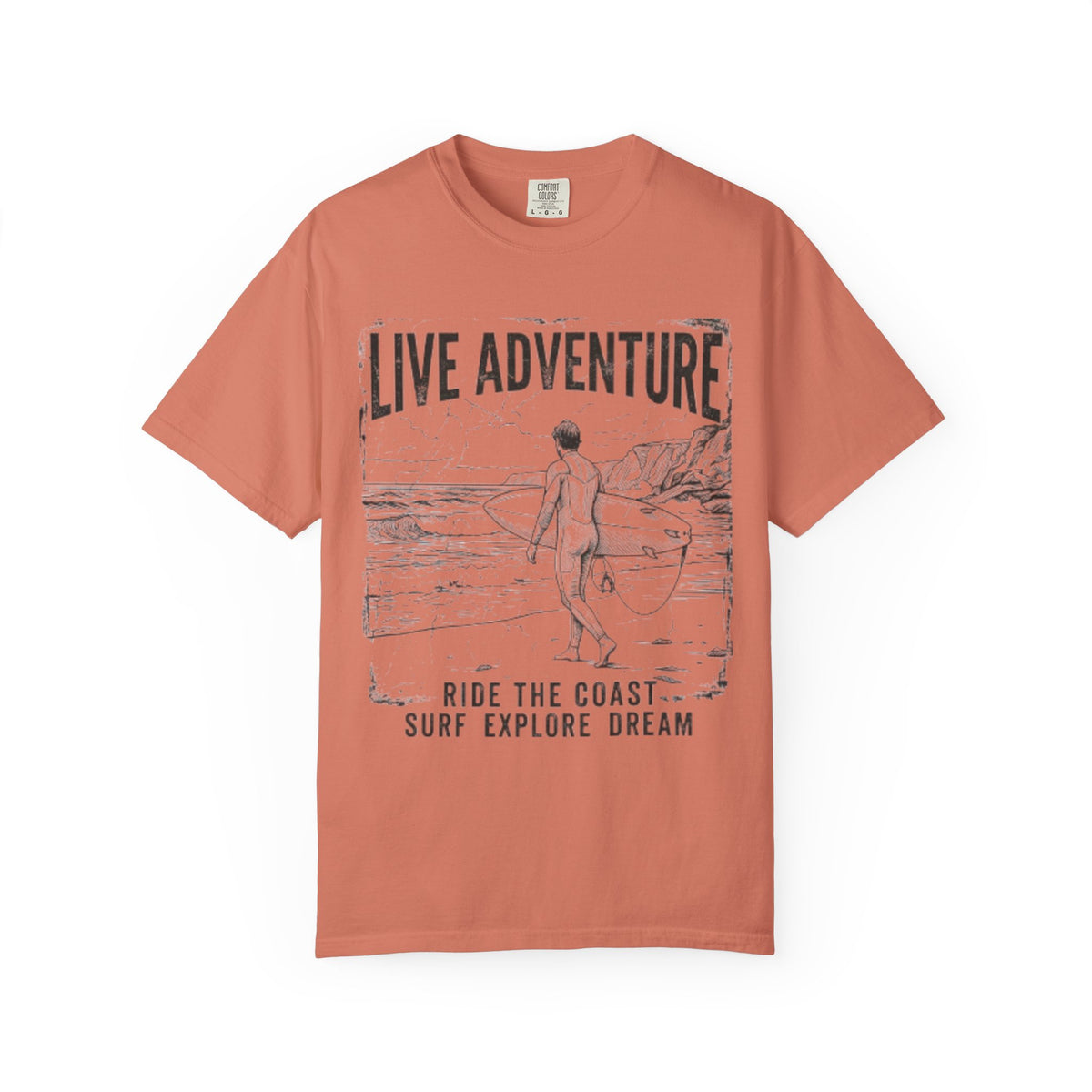 Color: Terracotta | Live Adventure - Surf Unisex Garment-Dyed Tee