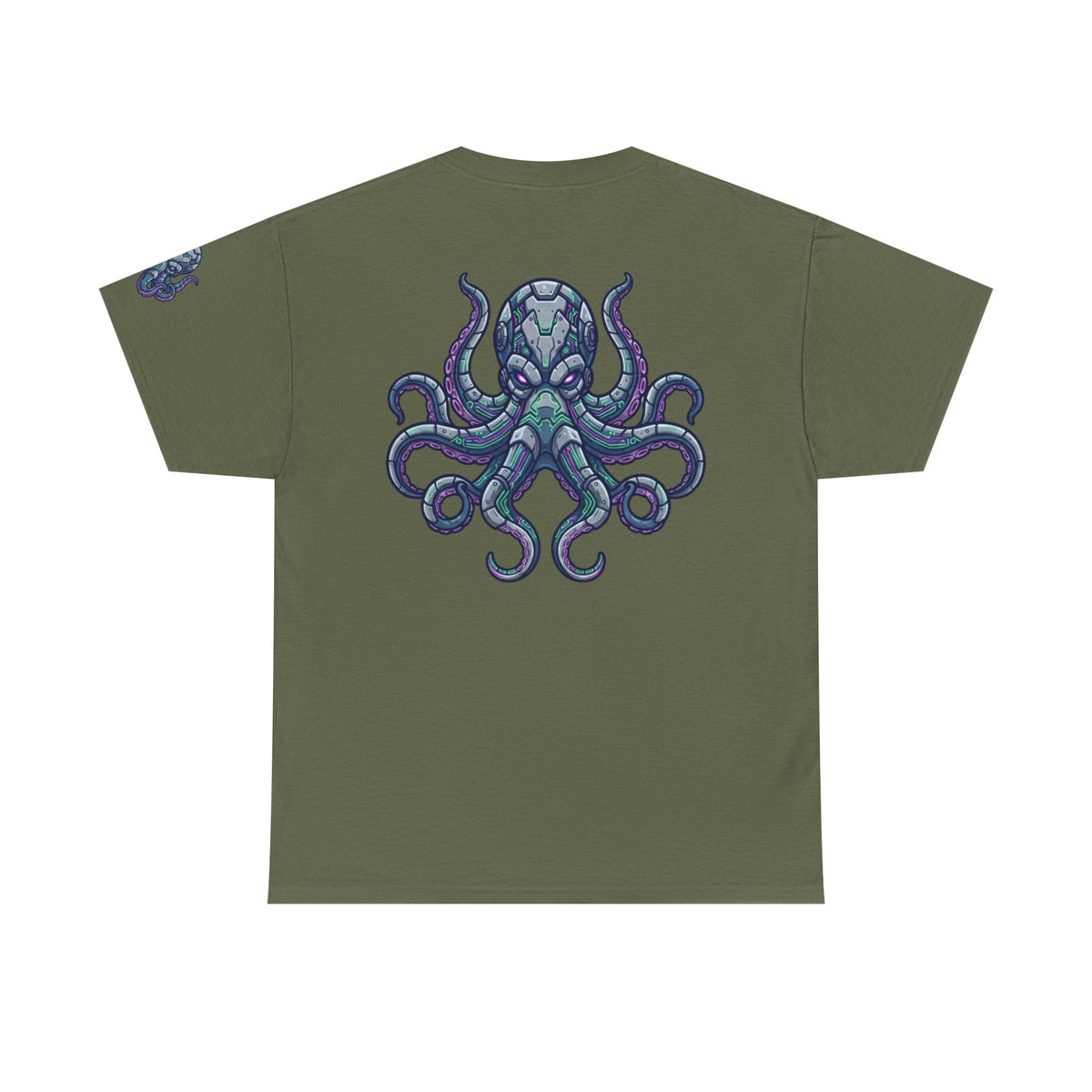 Color: Military Green | Cyber Octopus Premium Graphic Tee