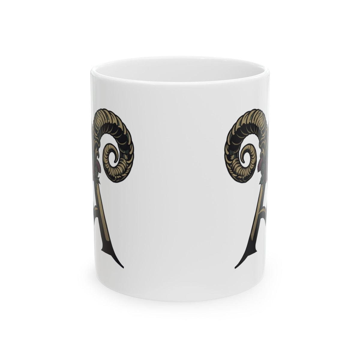 "Floral Monogram Aries" White Ceramic Mug — Graphic
