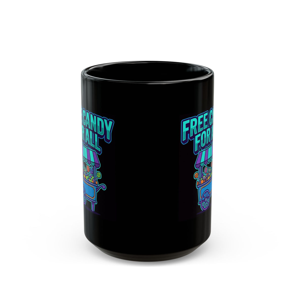"Free Candy For All" Black Ceramic Mug
