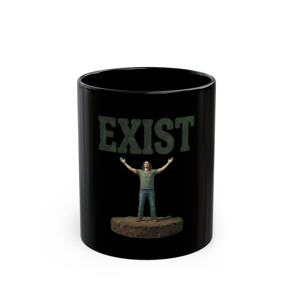 "I Exist" Black Ceramic Mug — Graphic