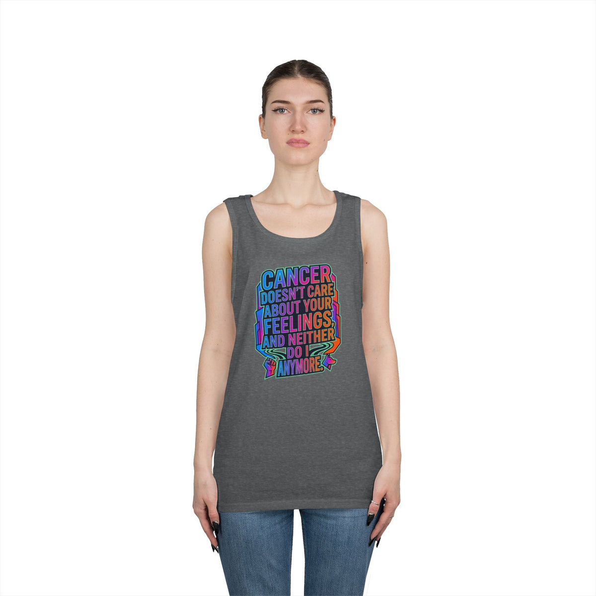 Color: Graphite Heather | Cancer Doesn't Care About Your Feelings Tank Top