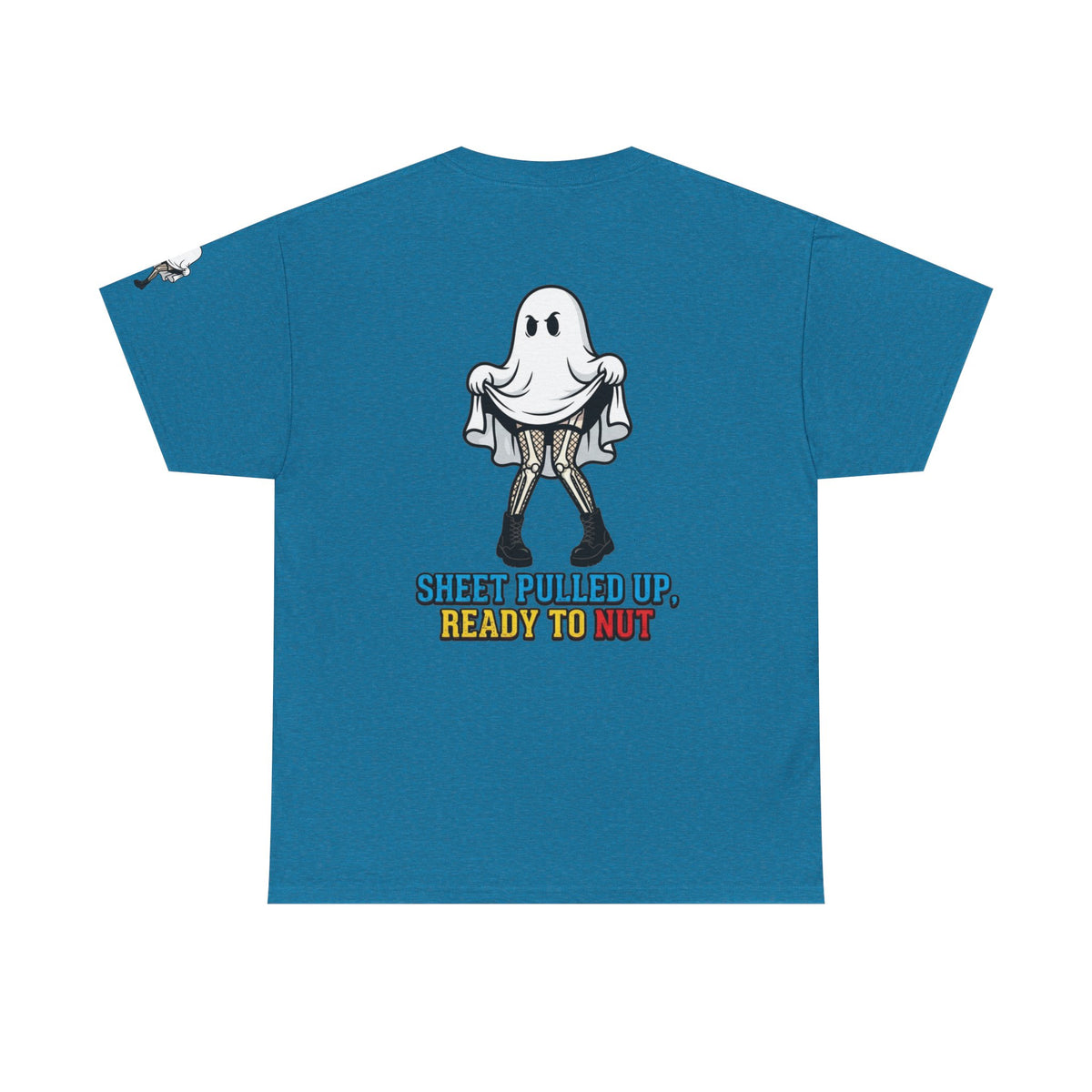 Color: Antique Sapphire | Sheet Pulled Up Ready to Nut Premium Graphic Tee