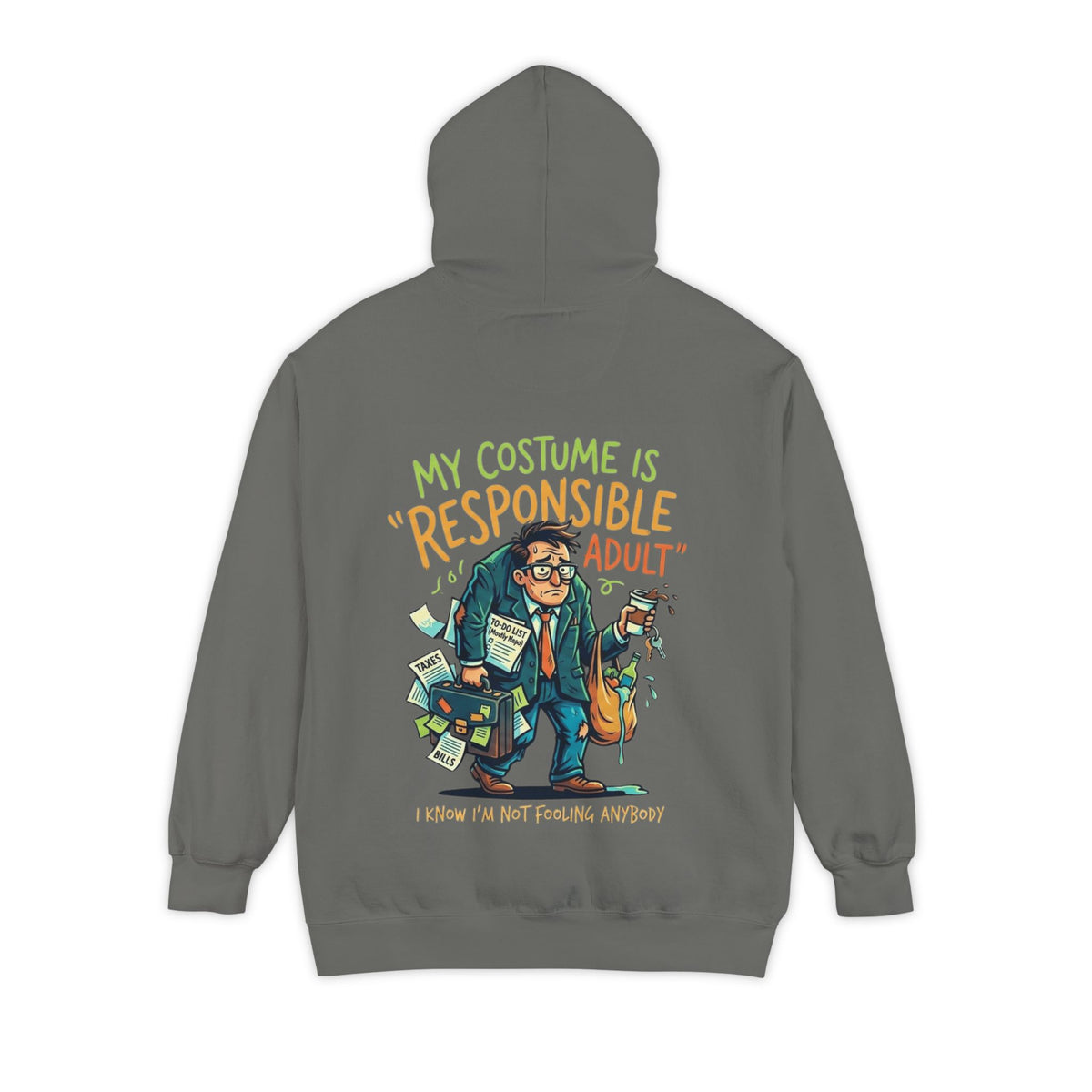 Color: Grey | Responsible Adult Costume Garment-Dyed Hoodie