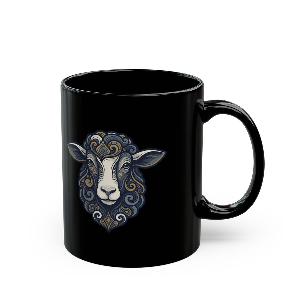 "Barnyard Sheep" Black Ceramic Mug — Graphic