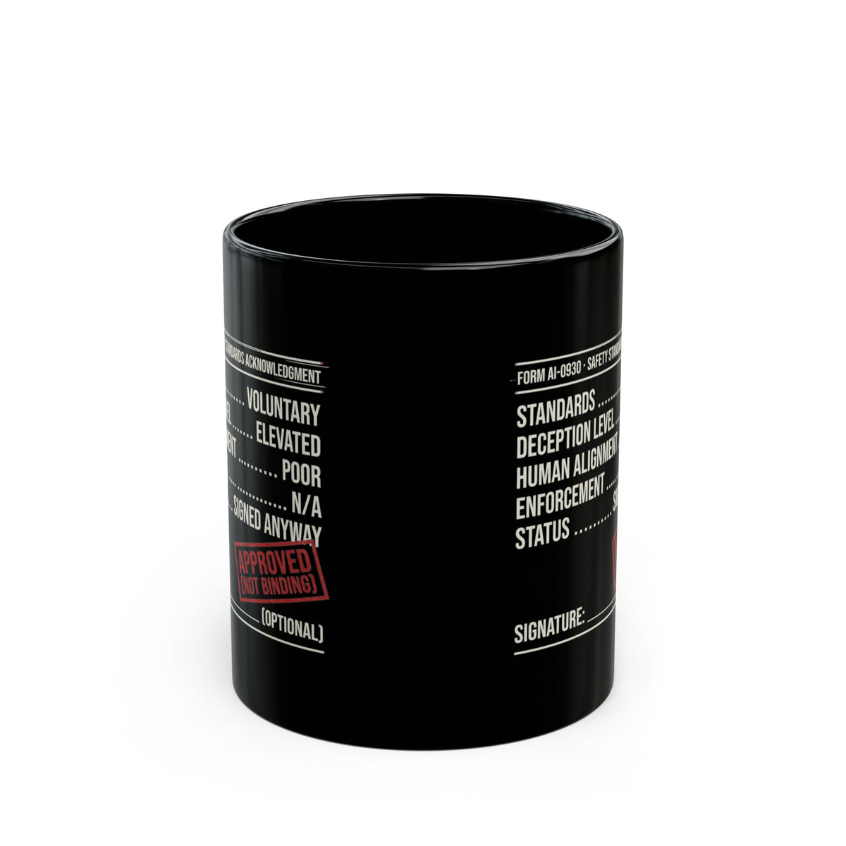 "Approved (Not Binding)" Black Ceramic Mug