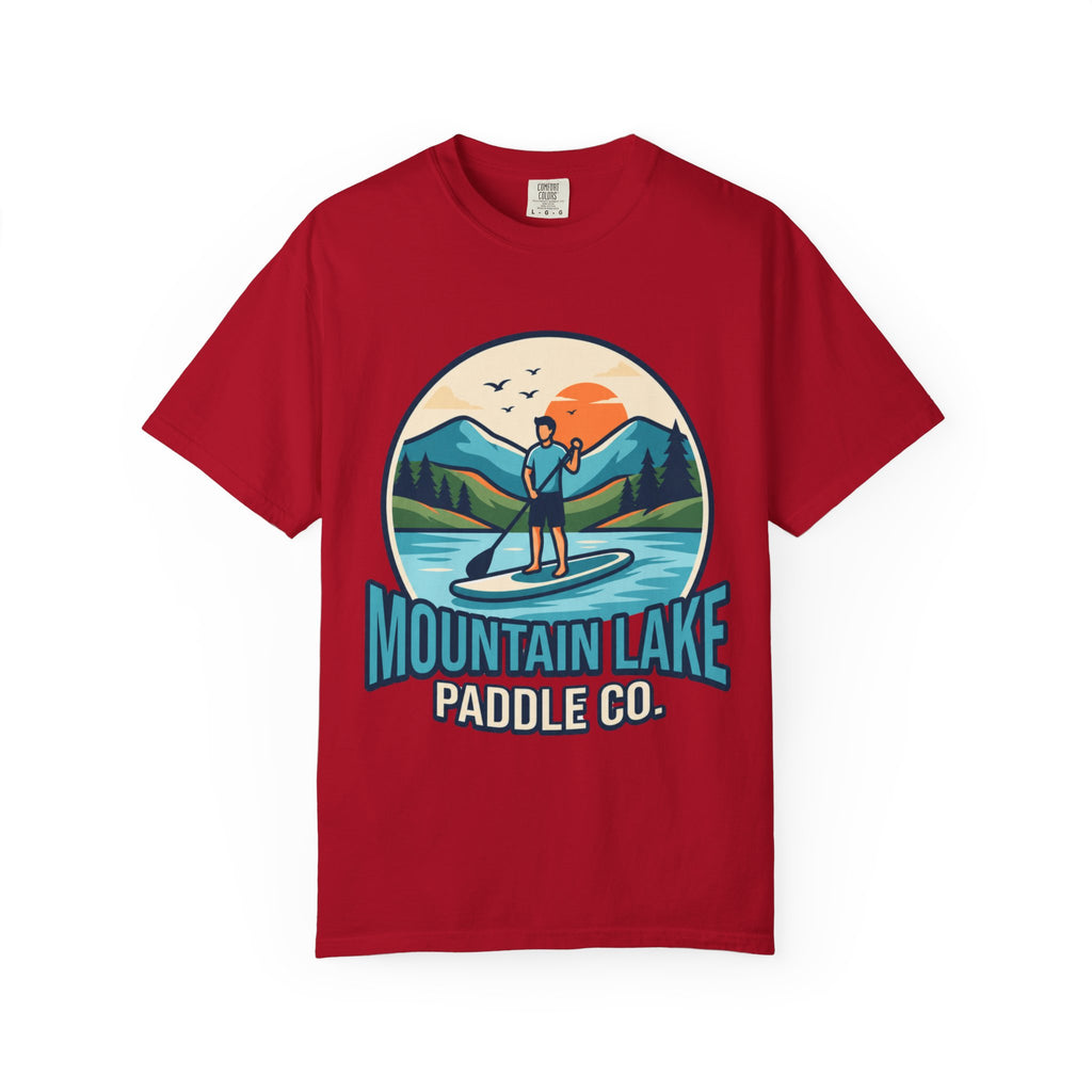 "Mountain Lake Paddle Board" Unisex Garment-Dyed Tee