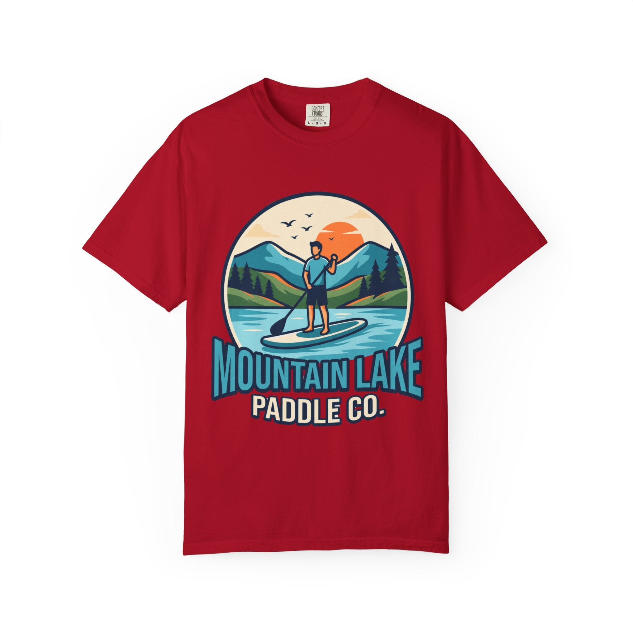 "Mountain Lake Paddle Board" Unisex Garment-Dyed Tee