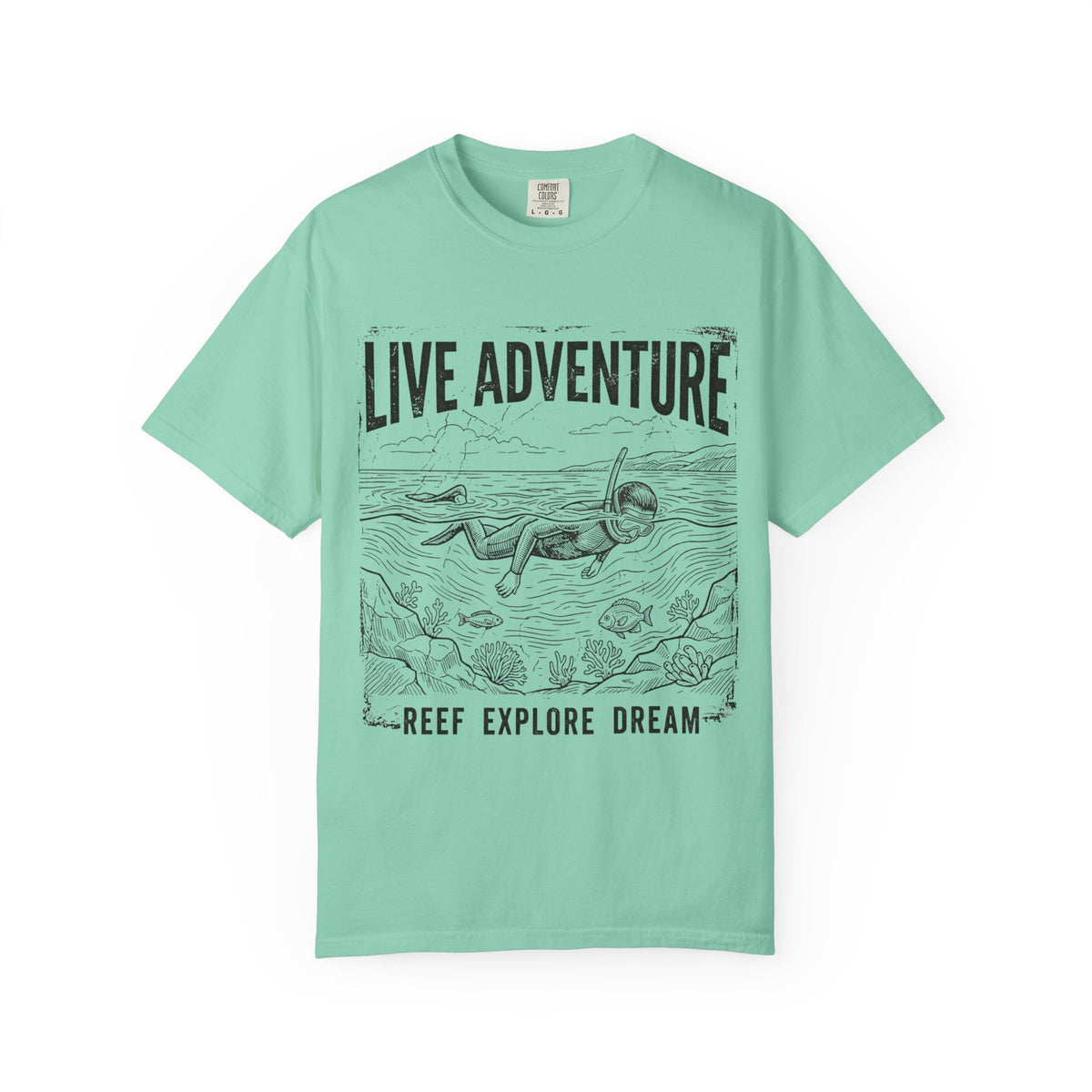 Color: Island Reef | Live Adventure Surfing Unisex Garment-Dyed Tee
