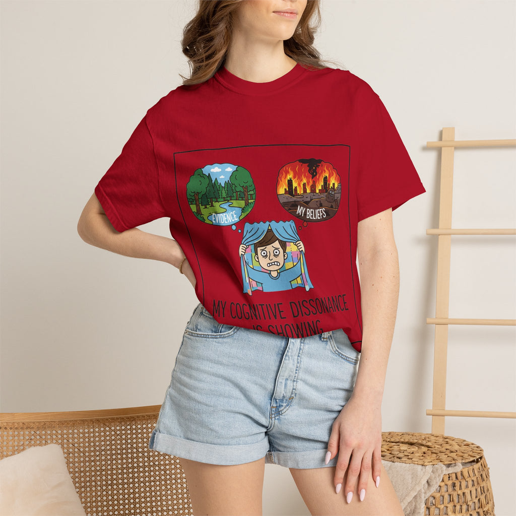 "My Cognitive Dissonance Is Showing" Unisex Garment-Dyed T-shirt