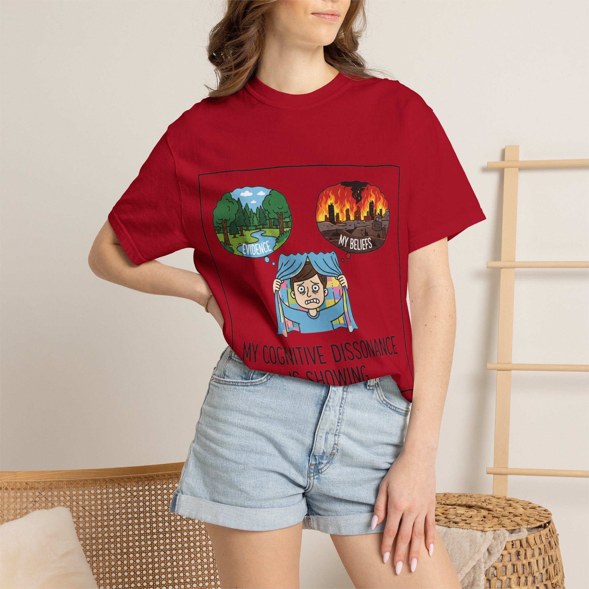"My Cognitive Dissonance Is Showing" Unisex Garment-Dyed T-shirt